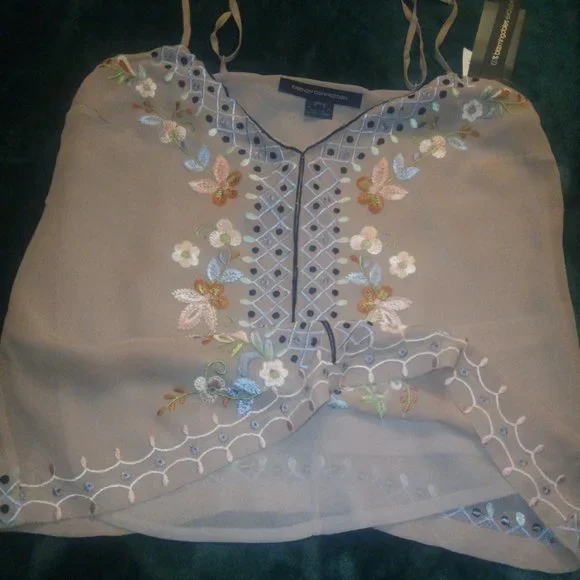 French Connection Embroidered Blush Cami Top Sz 0 - Picture 6 of 10